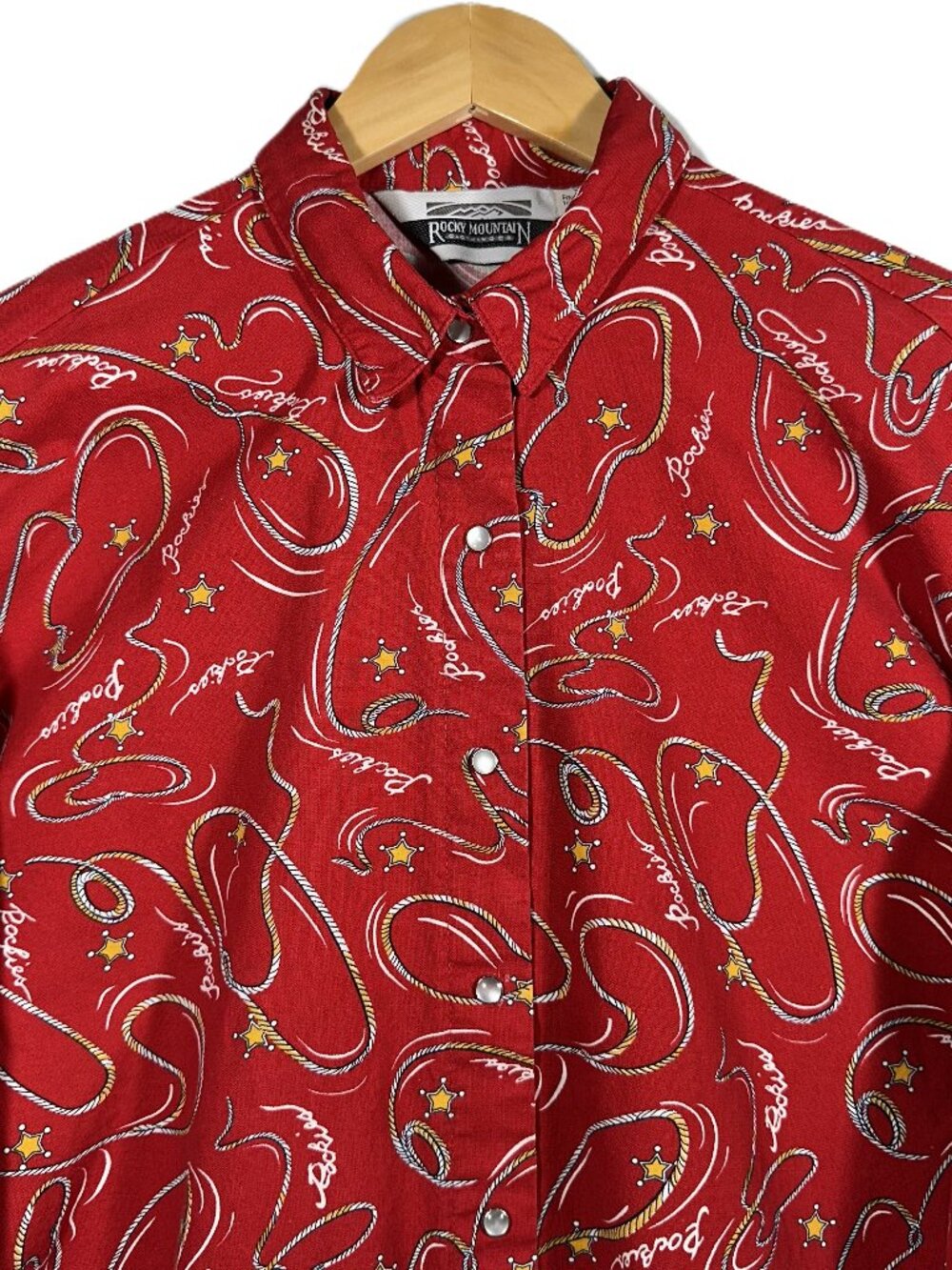 Vintage Rocky Mountain Western Shirt Mens L Red Pearl Snap Cowboy Rodeo USA
